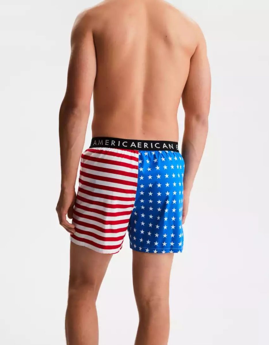 Shorts De Bain American Eagle AEO Stars Stripes Stretch Bleu Foncé Homme | IZB-94539731